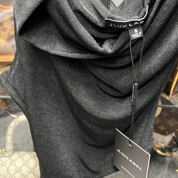 NWT: JLUXLABEL Black Thea Rhinestone Strap Bodysuit - Picture 4 of 4